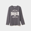 T-shirt col rond manches longues coton gris foncé garçon