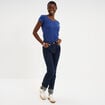 T-shirt coton col rond manches courtes bleu marine femme