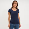 T-shirt coton col rond manches courtes bleu marine femme