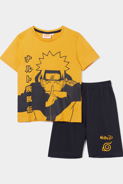 Ensemble pyjama short Naruto jaune moutarde garçon