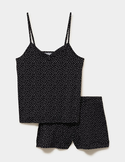 Ensemble pyjama short et d&eacute;bardeur noir femme