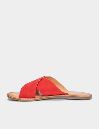 Mules brides croisées en cuir Kickers rouge femme