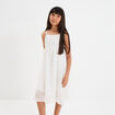 Robe plumetis bas asymétrique ivoire fille
