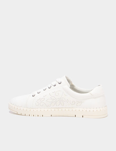 Tennis basses zipp&eacute;es blanc femme