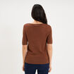 Pull manches courtes col rond marron fonc&eacute; femme