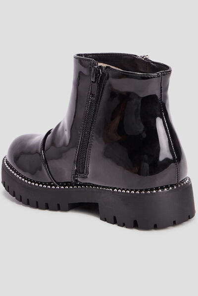 Bottines zippées vernies noir fille
