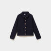 Veste courte boutonn&eacute;e effet bouclette bleu marine femme