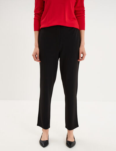 Pantalon carotte taille &eacute;lastiqu&eacute;e noir femme