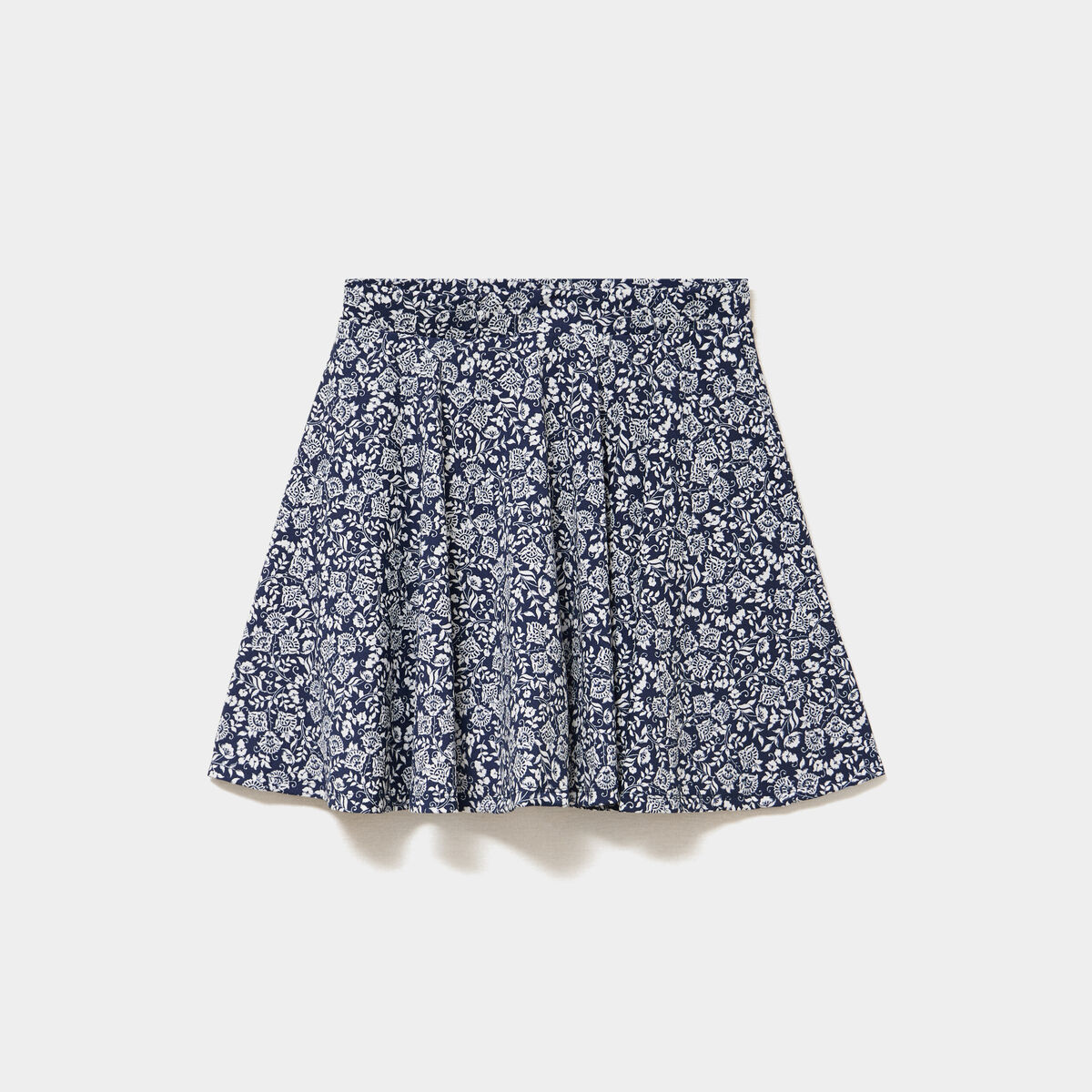 Jupe fluide patineuse avec short int&eacute;gr&eacute; bleu marine femme