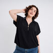 Blouse effet satin manches courtes noir femme grande taille