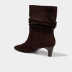 Bottines pliss&eacute;es talon kitten heel marron fonc&eacute; femme