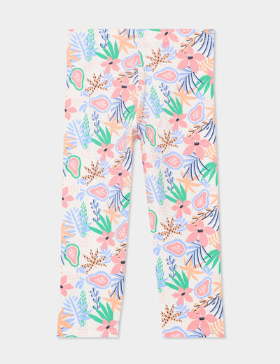 Legging 3/4 élastiqué coton ecru fille