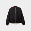 Blouson d&eacute;perlant col teddy noir femme
