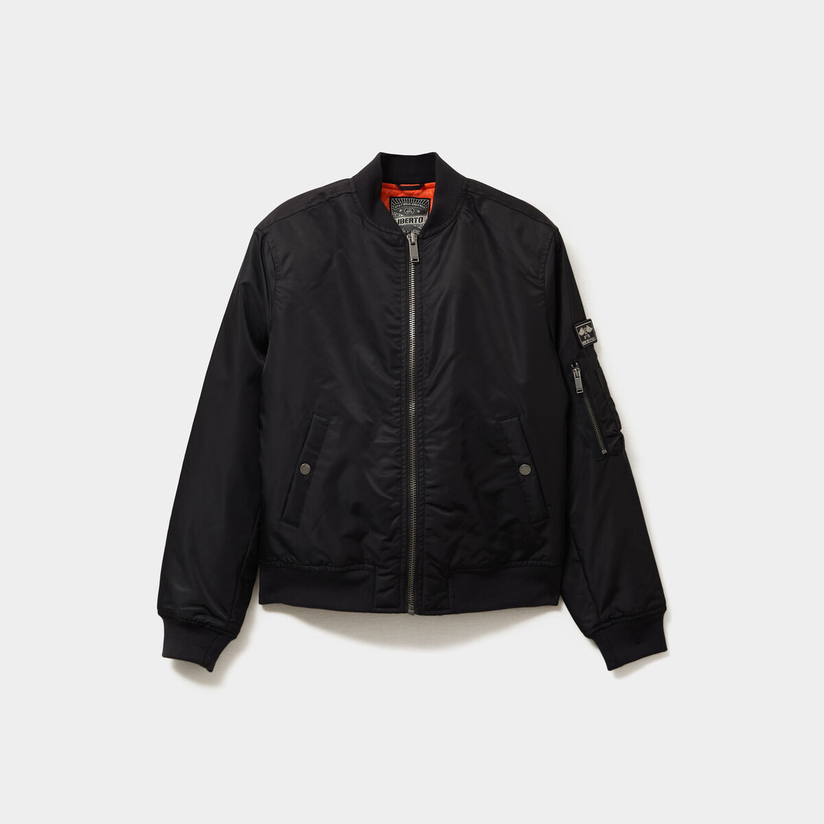 Blouson d&eacute;perlant col teddy noir femme