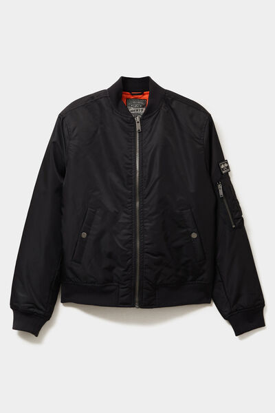 Blouson d&eacute;perlant col teddy noir femme