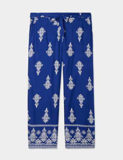 Pantalon large fluide taille noeud bleu electrique femme grande taille