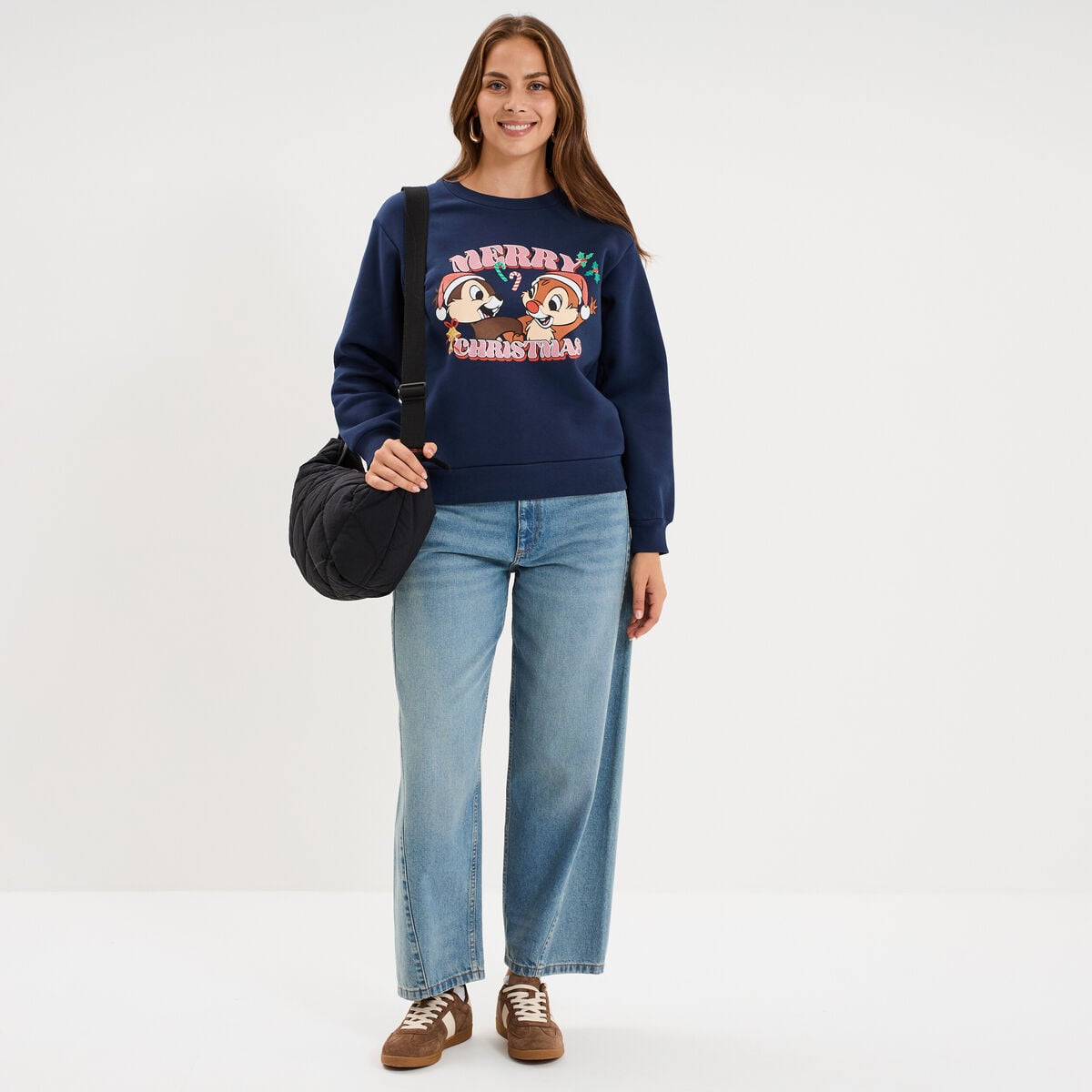 Sweat manches longues Tic et Tac bleu marine femme