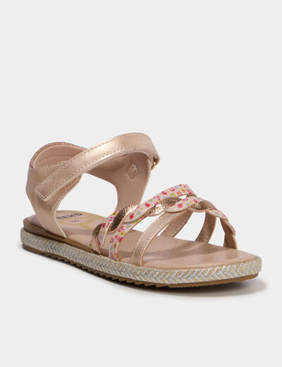 Sandales semelles effet corde jaune or fille