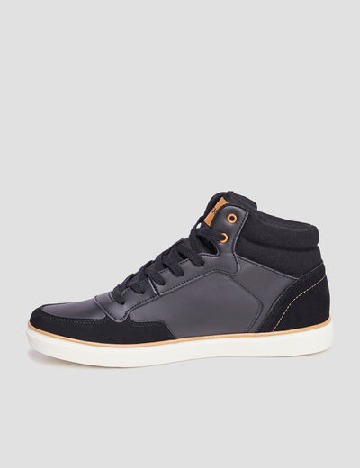 Baskets montantes à lacets noir homme
