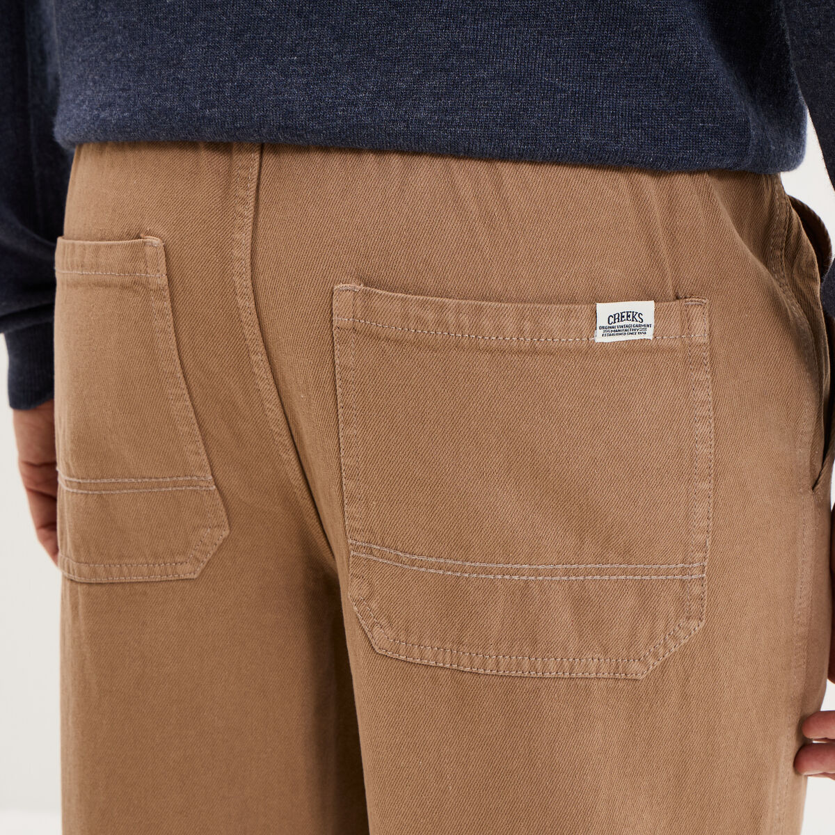 Pantalon chino droit taille &agrave; coulisse taupe homme