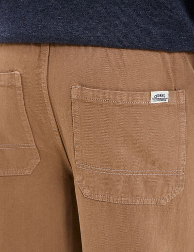 Pantalon chino droit taille &agrave; coulisse taupe homme