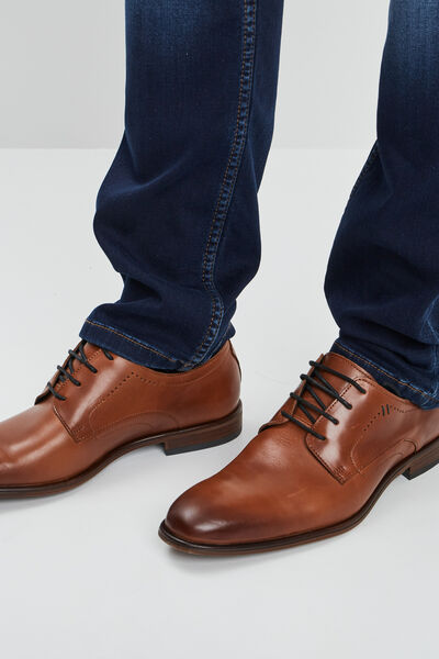 Derbies &agrave; lacets en cuir lisse marron homme