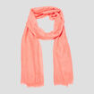 Foulard bords à franges fines orange corail femme