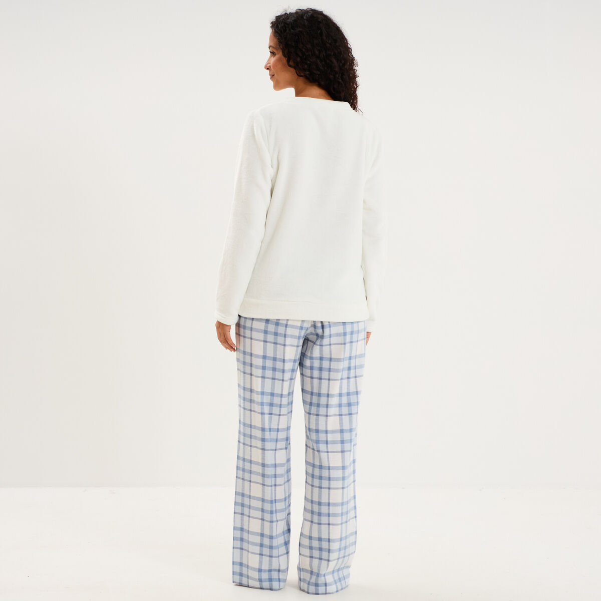 Ensemble pyjama effet polaire 3 pi&egrave;ces bleu femme