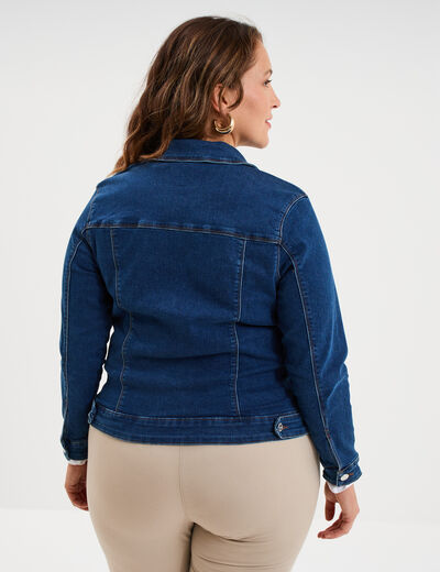 Veste courte en jean boutonn&eacute;e denim stone femme grande taille