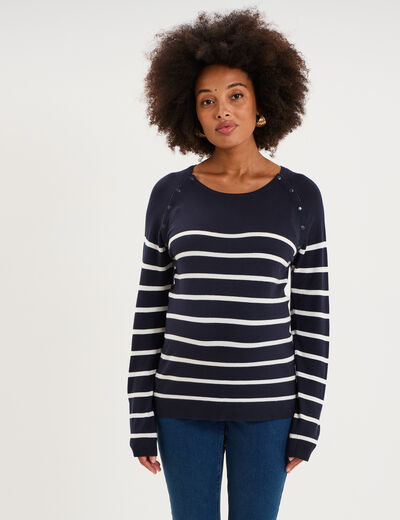 Pull boutonn&eacute; allaitement blanc femme maternit&eacute;