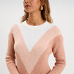 Pull manches longues col rond rose clair femme