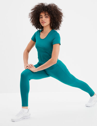 Legging taille élastiquée vert émeraude femme