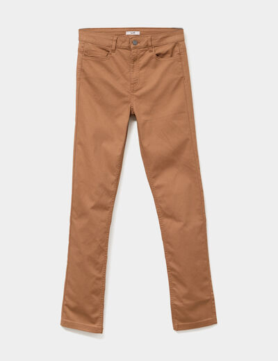 Pantalon slim marron clair femme
