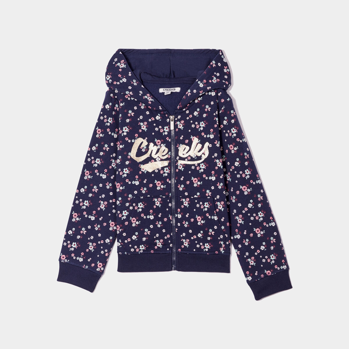 Sweat zippé à capuche Creeks bleu marine fille