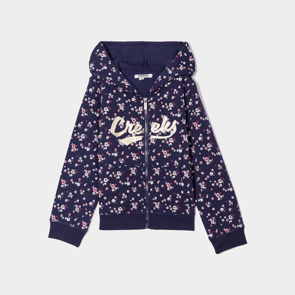 Sweat zippé à capuche Creeks bleu marine fille