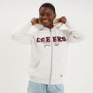 Sweat &agrave; capuche doublure effet sherpa gris clair femme