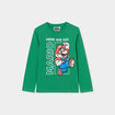 T-shirt manches longues coton Mario vert garçon