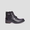 Boots zippées en cuir noir homme