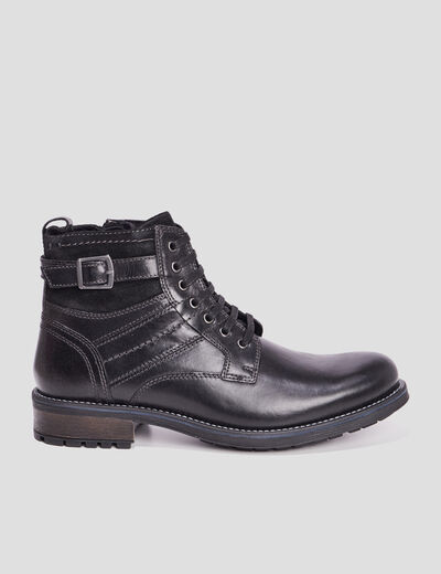 Boots zippées en cuir noir homme