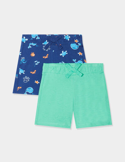 Lot de 2 shorts coton bleu marine bébé garçon