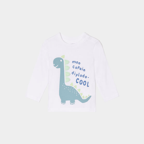 T-shirt manches longues coton blanc bébé garçon