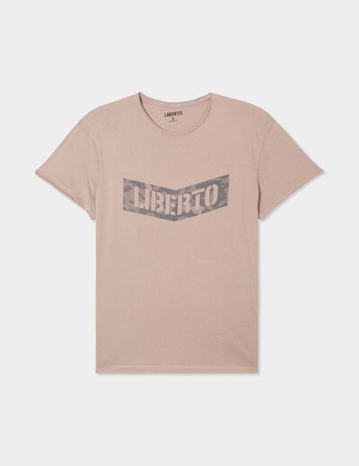 T-shirt manches courtes coton d&eacute;lav&eacute; marron homme