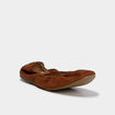 Ballerines &eacute;lastiqu&eacute;es effet su&eacute;dine marron femme