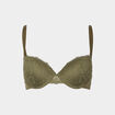 Soutien-gorge push up micro dentelle vert kaki femme