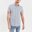 Chemise droite manches courtes coton blanc homme
