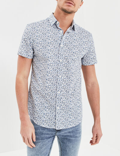 Chemise droite manches courtes coton blanc homme