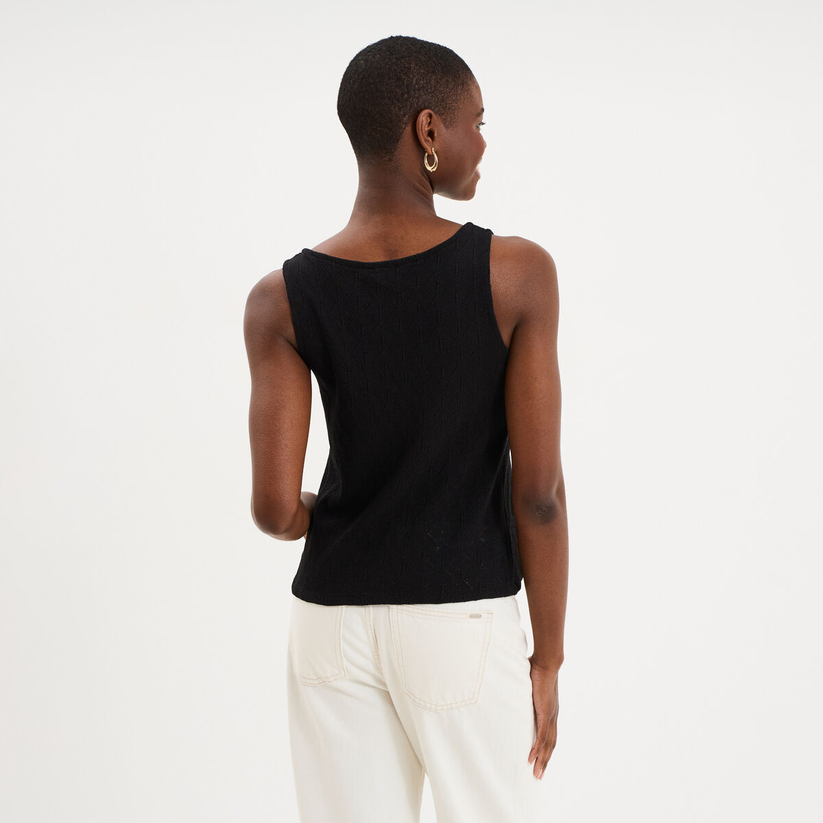 D&eacute;bardeur d&eacute;tails ajour&eacute;s noir femme