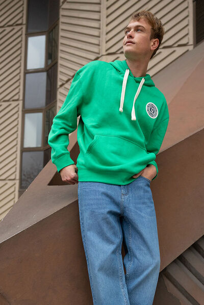 Sweat oversize à capuche hoodie Creeks vert homme