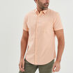 Chemise manches courtes lin mélangé rose clair homme
