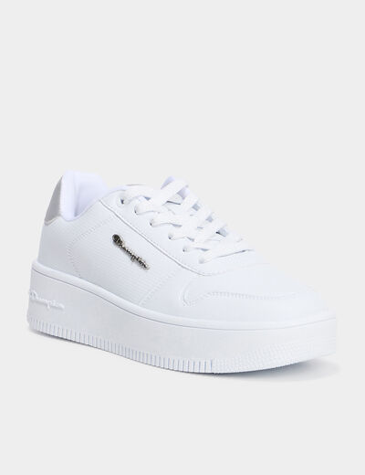 Tennis basses plateformes Champion gris argent femme